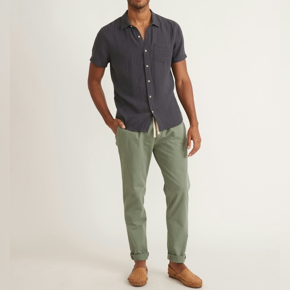 Marine Layer Crinkle Double Cloth Shirt in India Ink - Size S